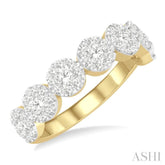 1 Ctw Jointed Circular Mount Lovebright Diamond Cluster Ring in 14K Yellow and White Gold